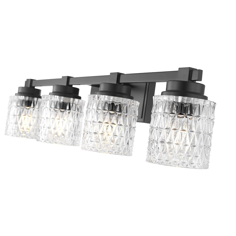Z-Lite Jacqueline 4 Light Vanity, Matte Black/Clear Diamond