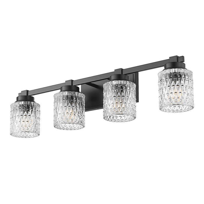 Z-Lite Jacqueline 4 Light Vanity, Matte Black/Clear Diamond