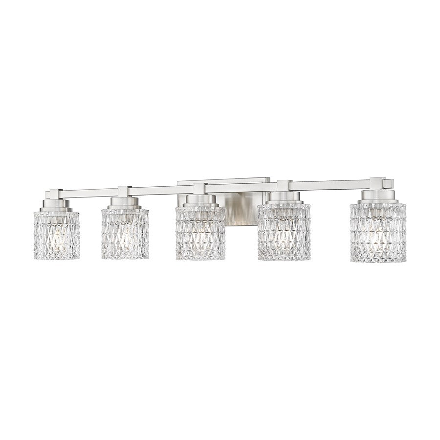 Z-Lite Jacqueline 5 Light Vanity, Brushed Nickel/Clear Diamond - 6101-5V-BN