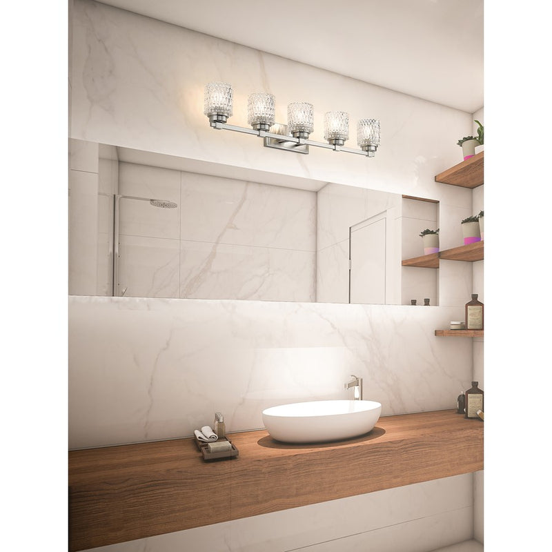 Z-Lite Jacqueline 5 Light Vanity, Brushed Nickel/Clear Diamond