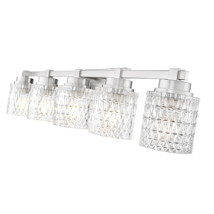 Z-Lite Jacqueline 5 Light Vanity, Brushed Nickel/Clear Diamond