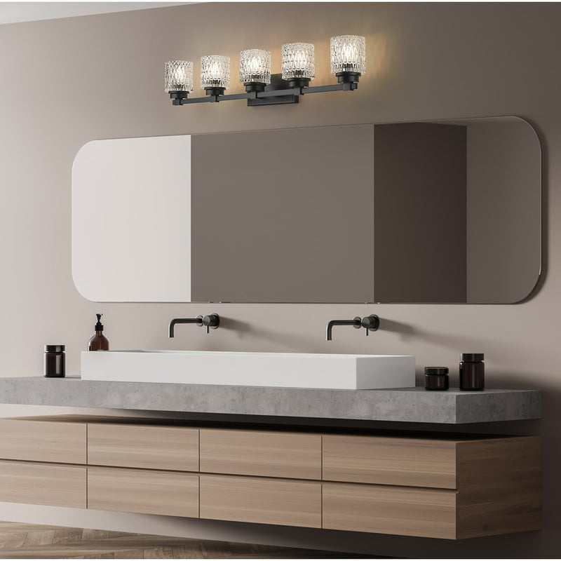 Z-Lite Jacqueline 5 Light Vanity, Matte Black/Clear Diamond