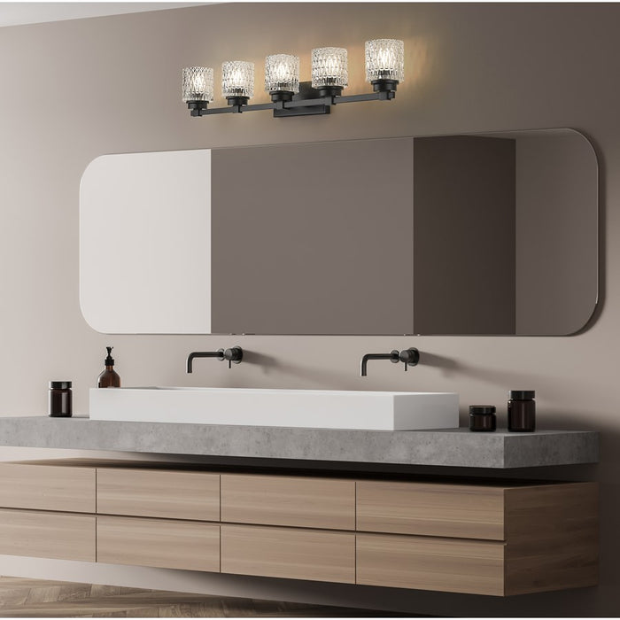 Z-Lite Jacqueline 5 Light Vanity, Matte Black/Clear Diamond