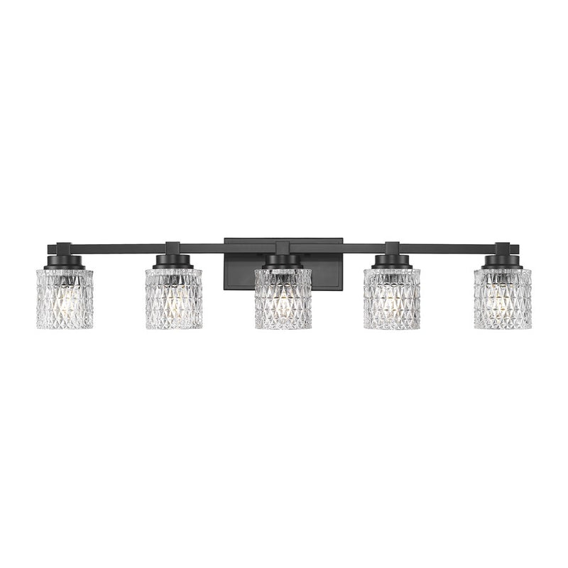 Z-Lite Jacqueline 5 Light Vanity, Matte Black/Clear Diamond