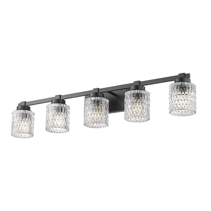 Z-Lite Jacqueline 5 Light Vanity, Matte Black/Clear Diamond