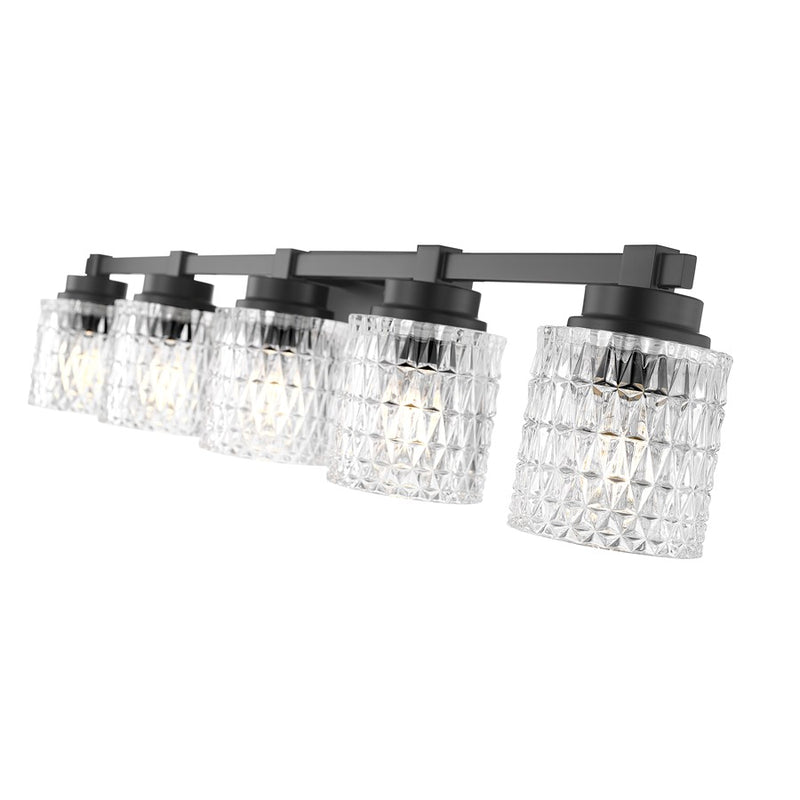 Z-Lite Jacqueline 5 Light Vanity, Matte Black/Clear Diamond
