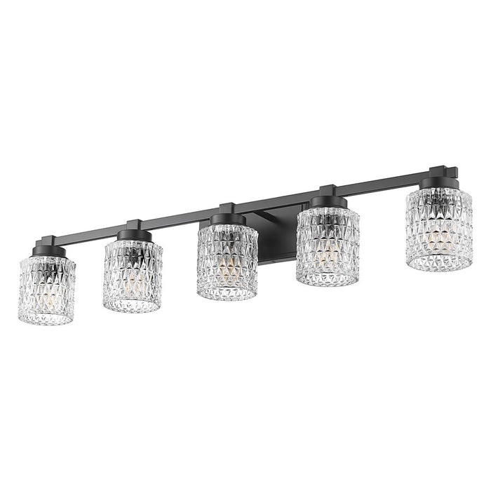 Z-Lite Jacqueline 5 Light Vanity, Matte Black/Clear Diamond