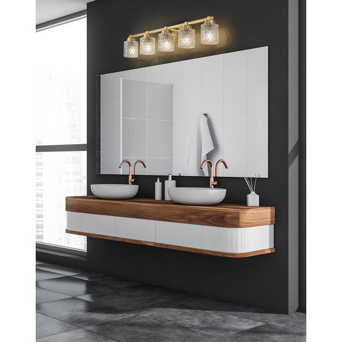 Z-Lite Jacqueline 5 Light Vanity, Modern Gold/Clear Diamond