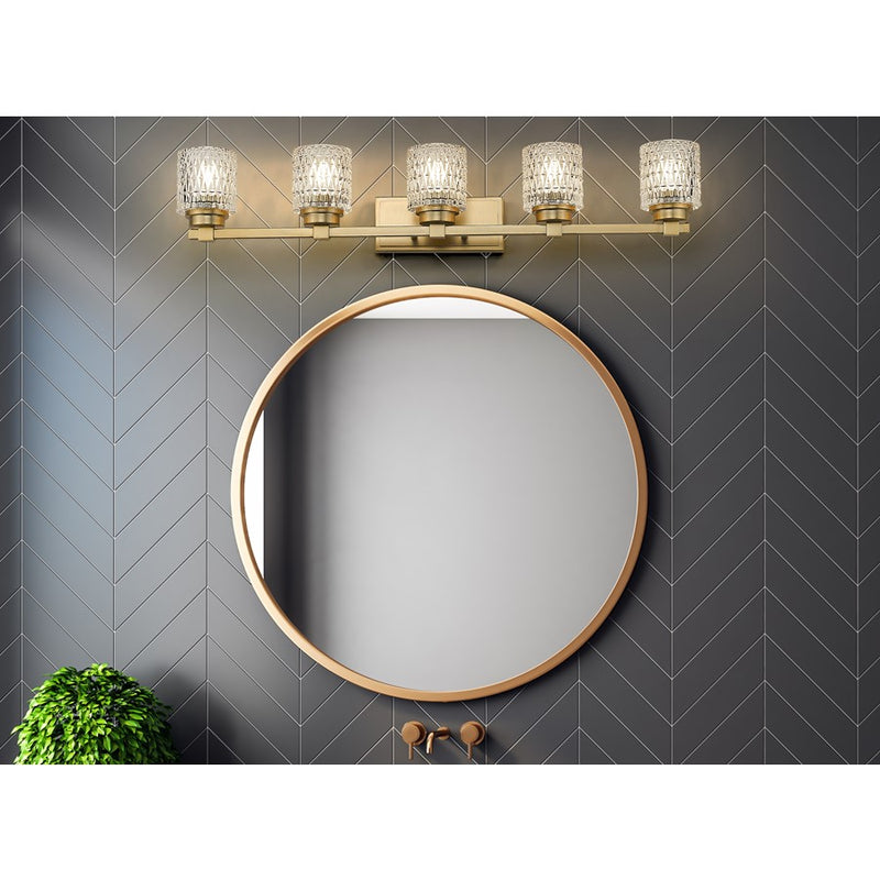 Z-Lite Jacqueline 5 Light Vanity, Modern Gold/Clear Diamond
