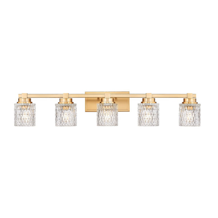 Z-Lite Jacqueline 5 Light Vanity, Modern Gold/Clear Diamond