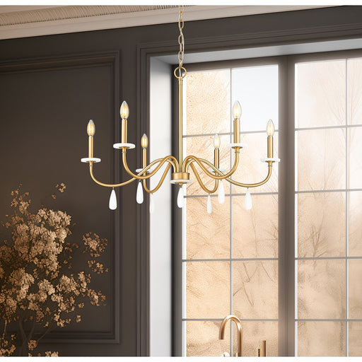 Z-Lite Toussant 6 Light 32" Chandelier, Mordern Gold