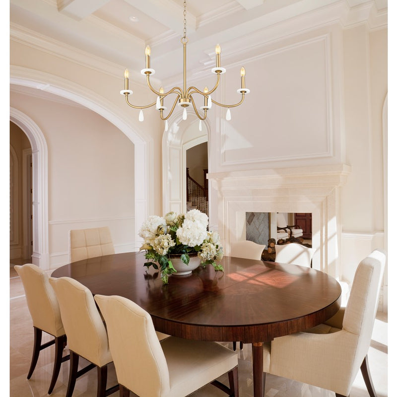 Z-Lite Toussant 6 Light 32" Chandelier, Mordern Gold