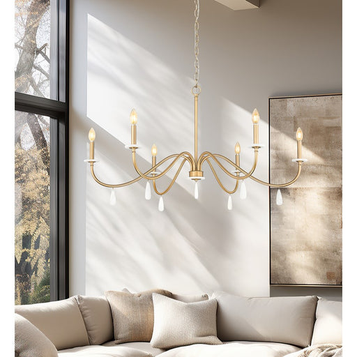 Z-Lite Toussant 6 Light 45" Chandelier, Mordern Gold