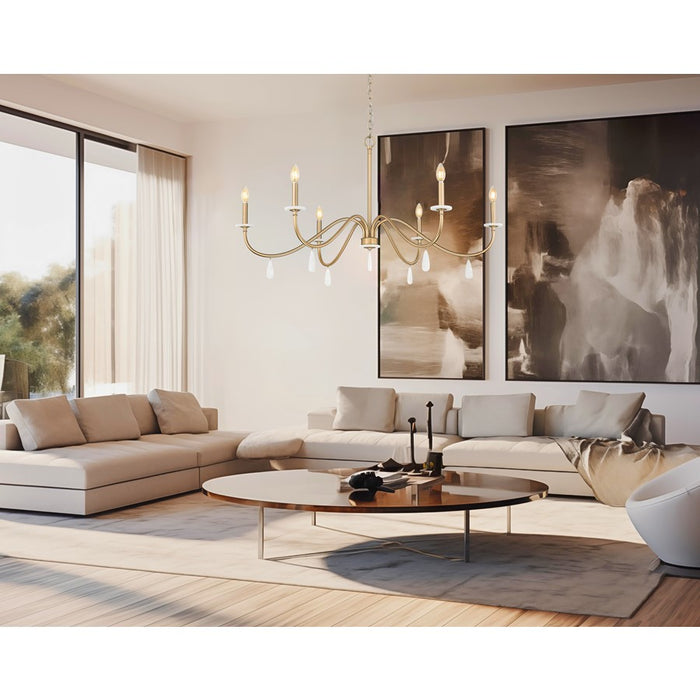 Z-Lite Toussant 6 Light 45" Chandelier, Mordern Gold