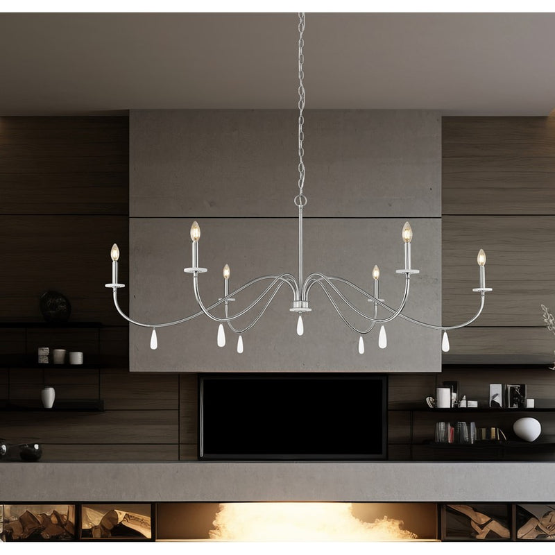 Z-Lite Toussant 6 Light 63" Chandelier, Brushed Nickel