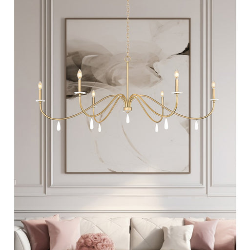 Z-Lite Toussant 6 Light 63" Chandelier, Mordern Gold