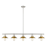 Z-Lite Casa 5 Light 9" Island/Billiard, Nickel, Factory Brass - 613-5L-BN-FB