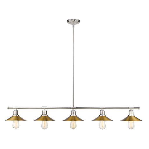 Z-Lite Casa 5 Light 9" Island/Billiard, Nickel, Factory Brass - 613-5L-BN-FB