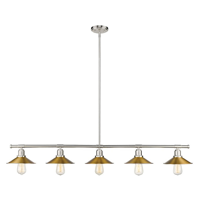 Z-Lite Casa 5 Light 9" Island/Billiard, Nickel, Factory Brass - 613-5L-BN-FB