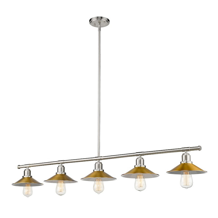 Z-Lite Casa 5 Light 9" Island/Billiard, Nickel/Factory Brass