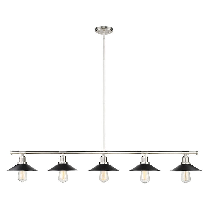 Z-Lite Casa 5 Light 9" Island/Billiard, Brushed Nickel, Black - 613-5L-BN-MB