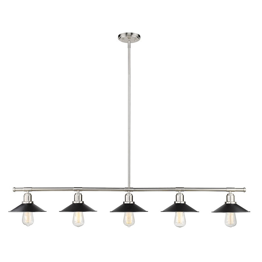 Z-Lite Casa 5 Light 9" Island/Billiard, Brushed Nickel, Black - 613-5L-BN-MB