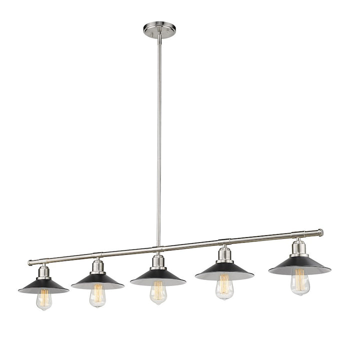 Z-Lite Casa 5 Light 9" Island/Billiard, Brushed Nickel/Black