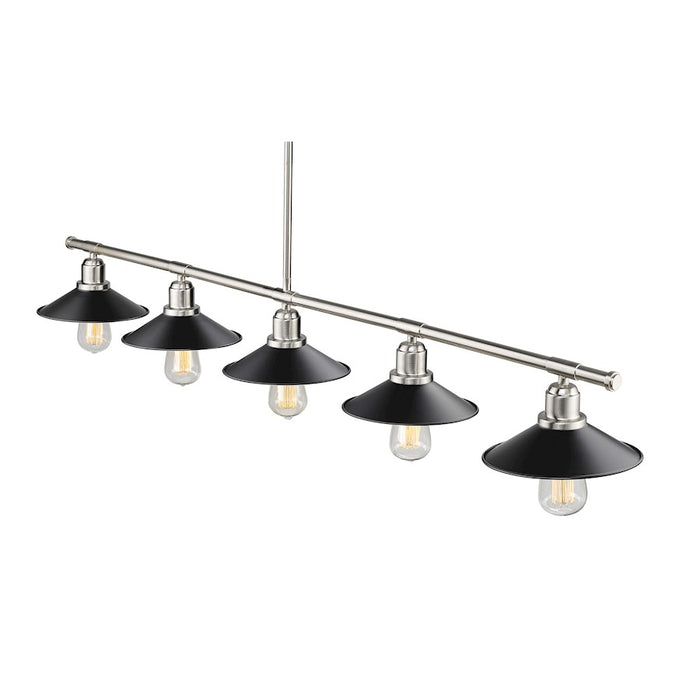 Z-Lite Casa 5 Light 9" Island/Billiard, Brushed Nickel/Black
