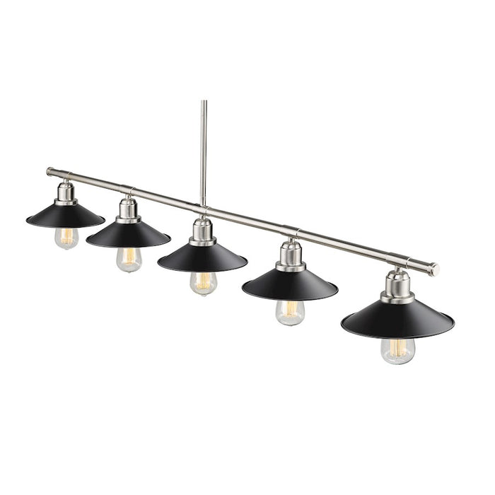 Z-Lite Casa 5 Light 9" Island/Billiard, Brushed Nickel/Black