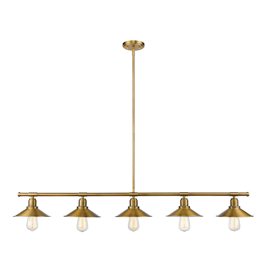 Z-Lite Casa 5 Light 9" Island/Billiard, Factory Brass, Factory Brass - 613-5L-FB