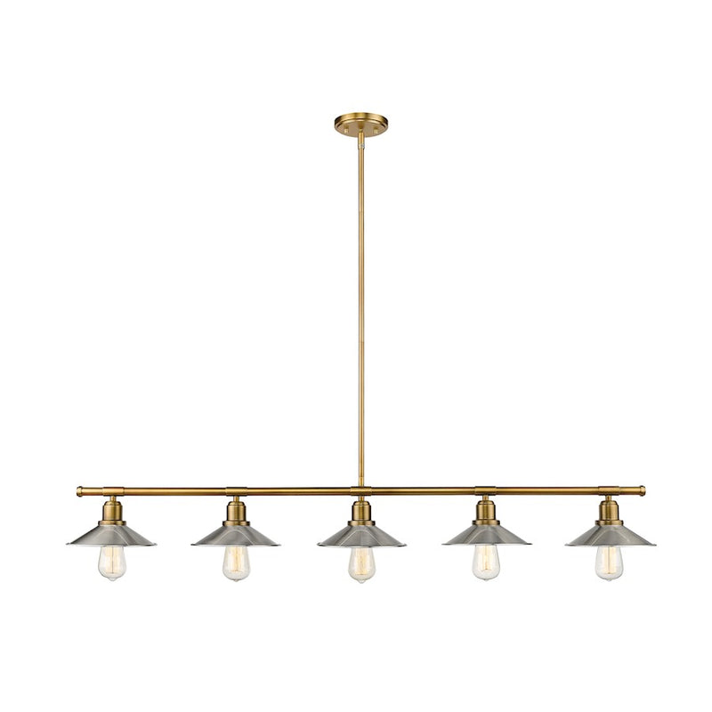 Z-Lite Casa 5 Light 9" Island/Billiard, Factory Brass, Nickel - 613-5L-FB-BN