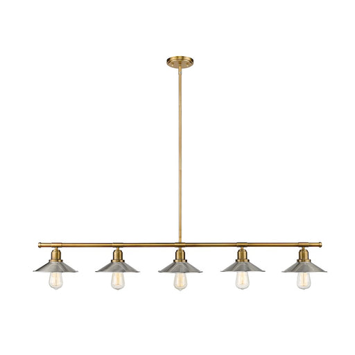 Z-Lite Casa 5 Light 9" Island/Billiard, Factory Brass, Nickel - 613-5L-FB-BN
