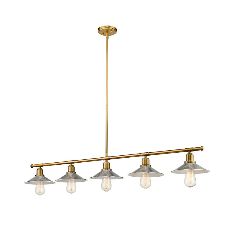 Z-Lite Casa 5 Light 9" Island/Billiard, Factory Brass/Nickel