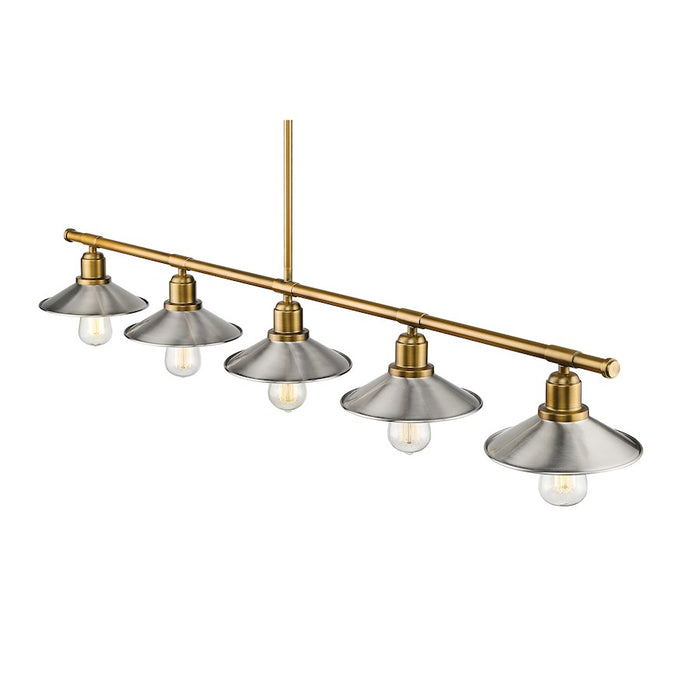 Z-Lite Casa 5 Light 9" Island/Billiard, Factory Brass/Nickel