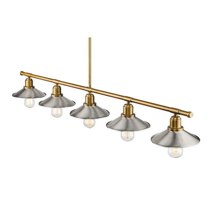 Z-Lite Casa 5 Light 9" Island/Billiard, Factory Brass/Nickel