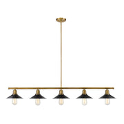 Z-Lite Casa 5 Light 9" Island/Billiard, Factory Brass, Black - 613-5L-FB-MB