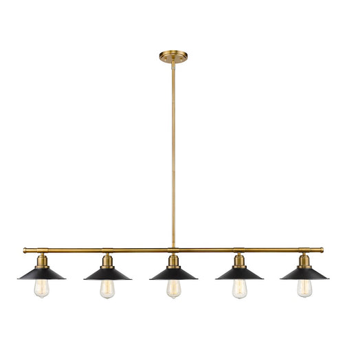 Z-Lite Casa 5 Light 9" Island/Billiard, Factory Brass, Black - 613-5L-FB-MB
