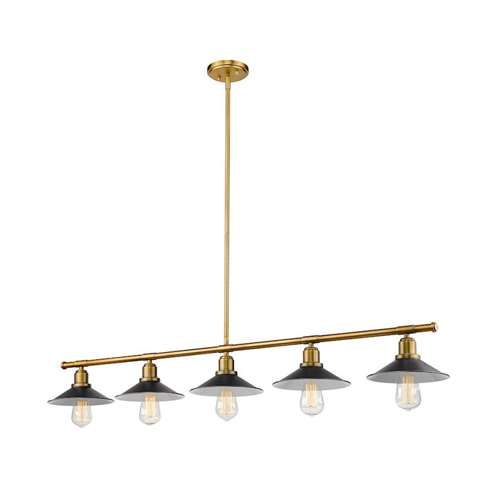 Z-Lite Casa 5 Light 9" Island/Billiard, Factory Brass/Black