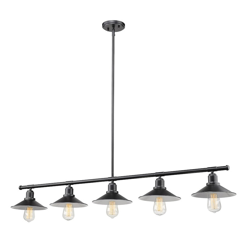 Z-Lite Casa 5 Light 9" Island/Billiard, Matte Black/Matte Black