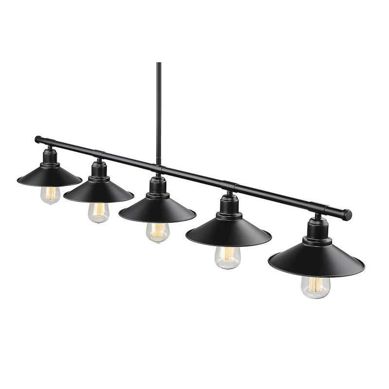 Z-Lite Casa 5 Light 9" Island/Billiard, Matte Black/Matte Black