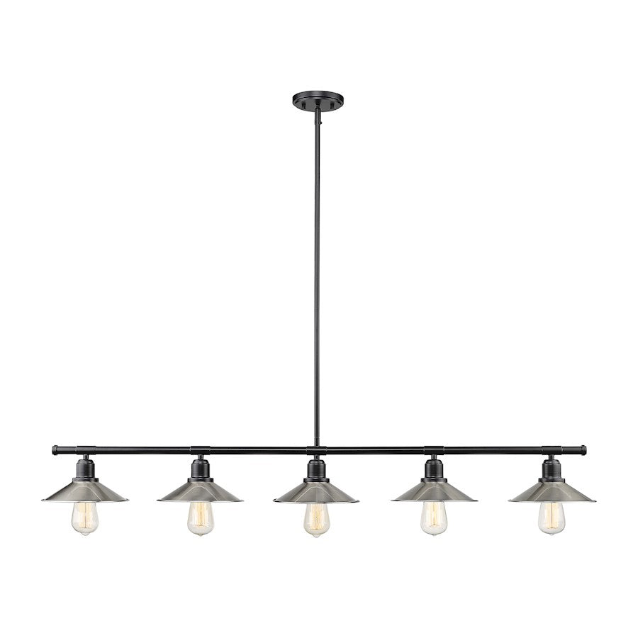 Z-Lite Casa 5 Light 9" Island/Billiard, Black, Brushed Nickel - 613-5L-MB-BN
