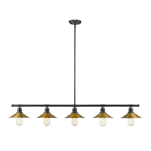 Z-Lite Casa 5 Light 9" Island/Billiard, Black, Factory Brass - 613-5L-MB-FB