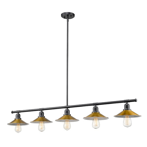 Z-Lite Casa 5 Light 9" Island/Billiard, Black/Factory Brass