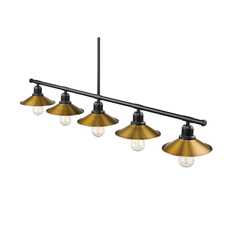 Z-Lite Casa 5 Light 9" Island/Billiard, Black/Factory Brass
