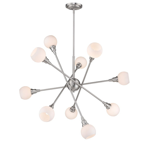 Z-Lite Tian 10 Light Pendant in Brushed Nickel - 616-10C-BN-LED