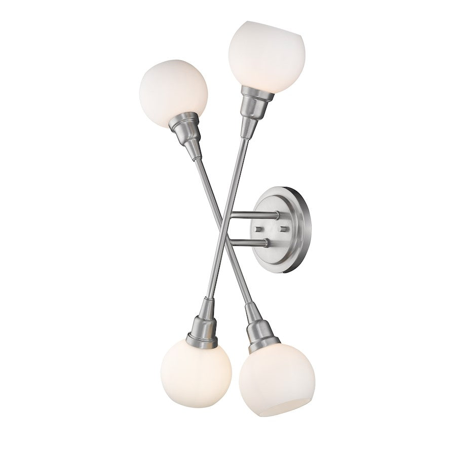Z-Lite Tian 4 Light Wall Sconce in Brushed Nickel - 616-4S-BN-LED