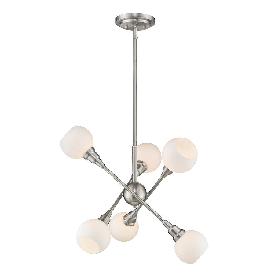 Z-Lite Tian 6 Light Pendant in Brushed Nickel - 616-6C-BN-LED