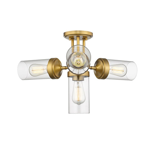 Z-Lite Calliope 4 Light Semi Flush Mount, Foundry Brass - 617SF-FB