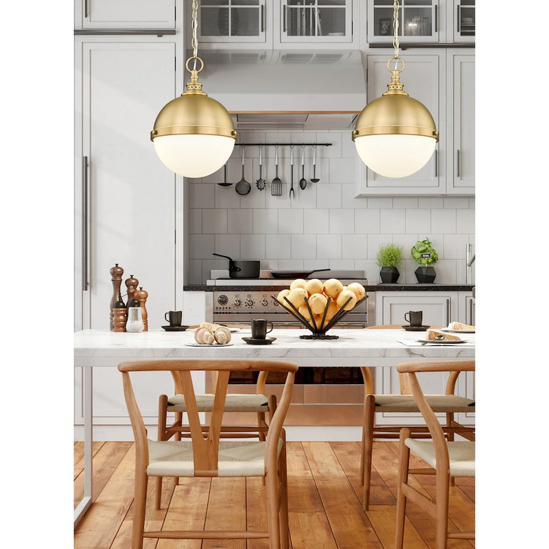 Z-Lite Peyton 2 Light 15" Pendant, Classic Brass/Classic Brass