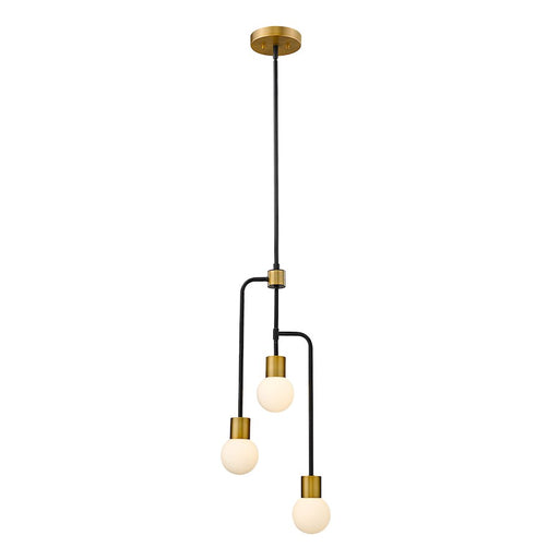 Z-Lite Neutra 3 Light 29.5" Chandelier, Black/Foundry Brass, Opal - 621-3MB-FB